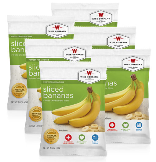 Wise Foods 05401 Outdoor Camping Pouch Sliced Bananas 6 Count Dehydrated/Freeze Dried