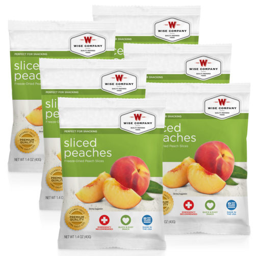Wise Foods 05402 Outdoor Camping Pouch Sliced Peaches 6 Count Dehydrated/Freeze Dried