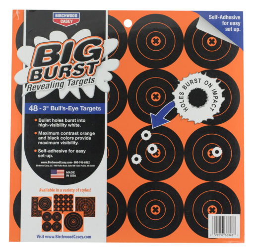 Birchwood Casey 36625 Big Burst 6" Bullseye Self-Adhesive 4 Per Page/25Pages