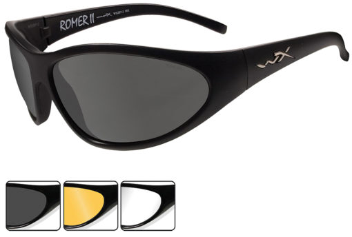 Wiley X 1006 Romer 3 Glasses Smoke Gray & Clear Lenses w/Black Frame