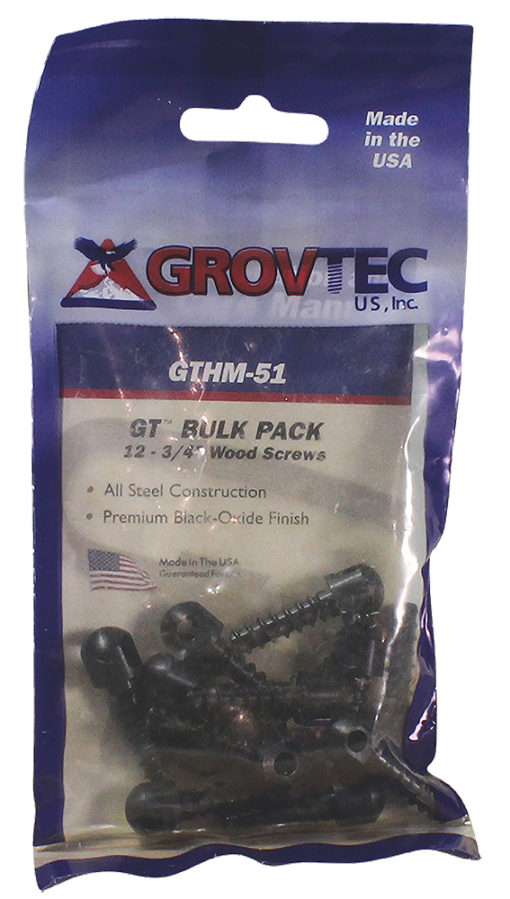 Grovtec US Inc GTHM60 Wood Screw Swivel Studs 0.5" 12-Pack Black
