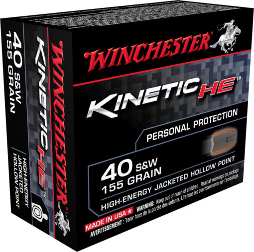 Winchester Ammo HE40JHP Kinetic High Energy 40 Smith & Wesson 155 GR Jacketed Hollow Point 20 Bx/10 Cs