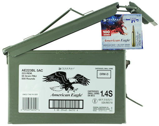 Federal AE223BL5AC American Eagle  223 Rem 55 gr Full Metal Jacket (FMJ) 500 Bx/ 1 Cs