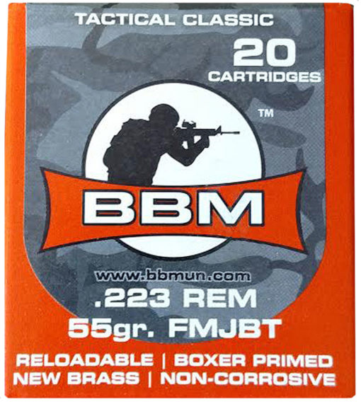 BBM 223FM55ZA Tactical 223 Remington/5.56 NATO 55 GR FMJ 20 Bx/ 50 Cs