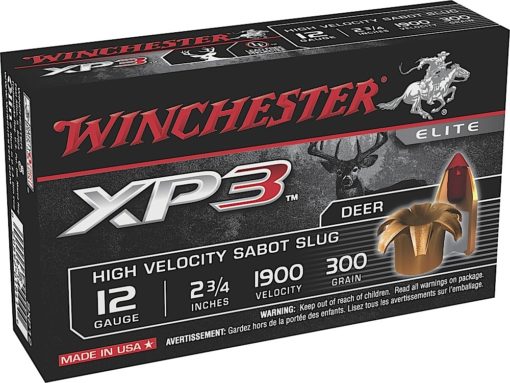 Winchester Ammo SXP12 XP3 High Velocity 12 Gauge 2.75" 300 GR Sabot Slug Shot 5 Bx/ 20 Cs