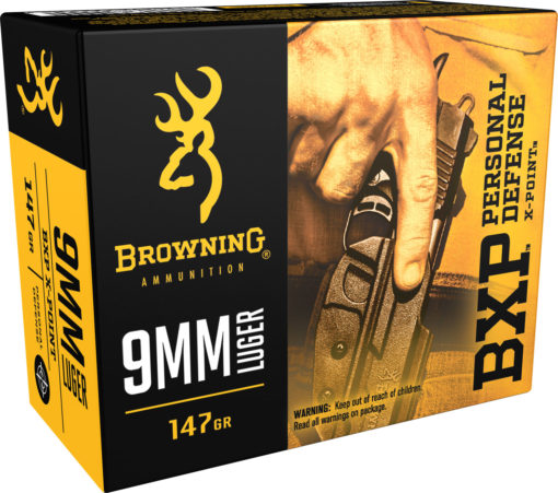 Browning Ammo B191700091 BXP  9mm Luger 147 gr Hollow Point (HP) 20 Bx/ 10 Cs