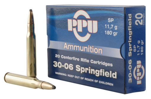 PPU PP30063 Standard Rifle  30-06 Springfield 180 gr Soft Point (SP) 20 Bx/ 10 Cs