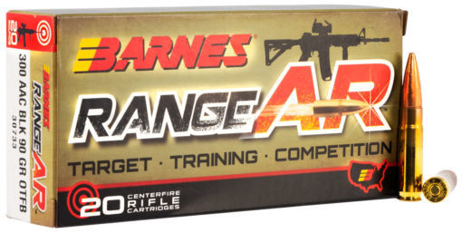 Barnes Bullets 30733 Range AR  300 Blackout 90 gr Open Tip Flat Base (OTFB) 20 Bx/ 10 Cs