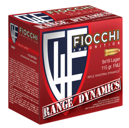 Fiocchi 9ARD Range Dynamics  9mm Luger 115 gr Full Metal Jacket (FMJ) 200 Bx/ 5 Cs
