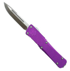 Cobra Tec Knives MKPURMDNS Mini Mamba  2.25" Drop Point Plain D2 Steel Purple Aluminum Handle OTF