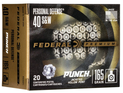 Federal PD40P1 Personal Defense Punch 40 S&W 165 gr Jacketed Hollow Point (JHP) 20 Bx/ 10 Cs