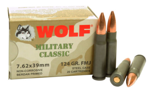 Wolf MC762BFMJ Military Classic  7.62x39mm 124 gr Full Metal Jacket (FMJ) 20 Bx/ 50 Cs 1000rds