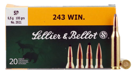 Sellier & Bellot SB243A Rifle  243 Win 100 gr Soft Point (SP) 20 Bx/ 25 Cs