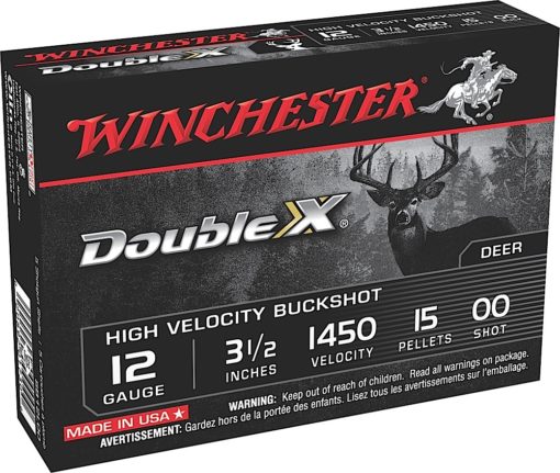Winchester Ammo SB12L00 Double X High Velocity 12 Gauge 3.5" 15 Pellets Copper Plated 00 Buck Shot 5 Bx/ 50 Cs