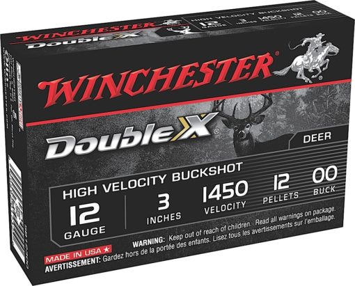 Winchester Ammo SB12300 Double X High Velocity 12 Gauge 3" 12 Pellets Copper Plated 00 Buck Shot 5 Bx/ 50 Cs