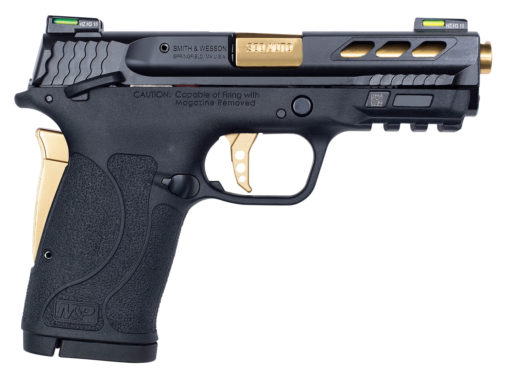 Smith & Wesson 12719 Performance Center Shield EZ 380 ACP 3.80" 8+1 Black Black Poly Grip Ported Gold Barrel