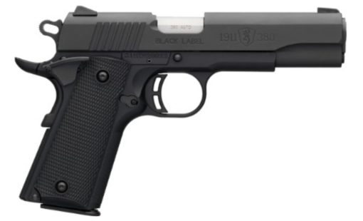 Browning 051945492 1911-380 Black Label 380 ACP 4.25" 8+1 Black Blackened Stainless Steel Checkering Molded Grip