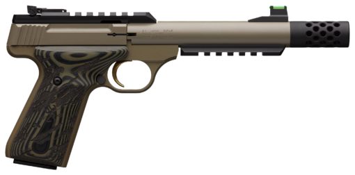 Browning 051560490 Buck Mark Plus  Suppressor Ready 22 LR 5.90" 10+1 Elite Sand Cerakote Black/Olive G10 Grip
