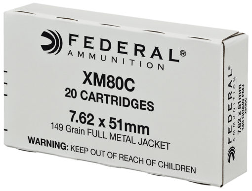 Federal XM80C American Eagle 308 Winchester/7.62 NATO 149 GR Full Metal Jacket 20 Bx/ 25 Cs