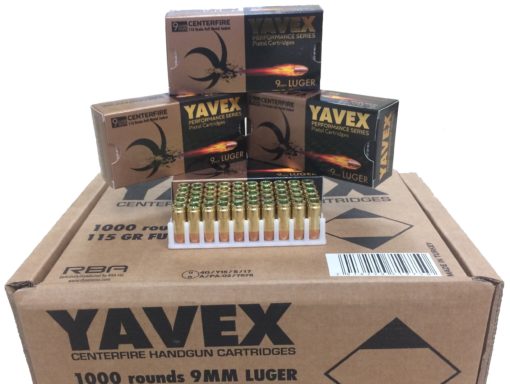 Yavex 9mm 115gr FMJ – 1000rd Case