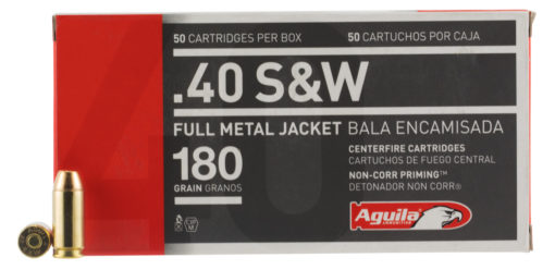 Aguila 1E402110 Pistol  40 S&W 180 gr Full Metal Jacket Flat Nose 50 Bx/ 20 Cs