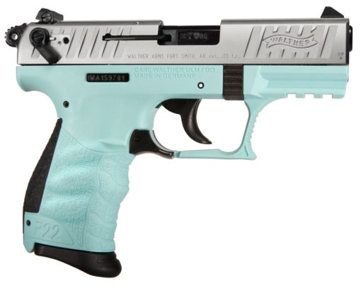 Walther Arms 5120362 P22 *CA Compliant 22 LR 3.42" 10+1 Angel Blue Black Tenifer Slide Angel Blue Polymer Grip