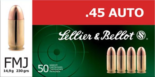 Sellier & Bellot SB45A Handgun  45 ACP 230 gr Full Metal Jacket (FMJ) 50 Bx/ 20 Cs