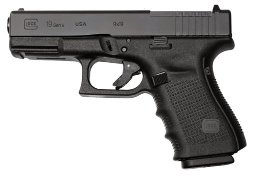 Glock PG1950203MOS G19 Gen 4 Compact MOS 9mm Luger 4.01" 15+1 Black Black Interchangeable Backstrap Grip Modular Optic System Fixed Sights