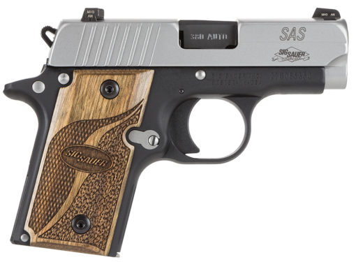 Sig Sauer 238380SAS P238 Micro-Compact SAS 380 ACP 2.70" 6+1 Black Stainless Steel Wood Grip