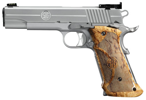 Sig Sauer 191145SSTGT 1911 Full Size Super Target Single 45 Automatic Colt Pistol (ACP) 5" 8+1 Wood Grip Stainless Steel