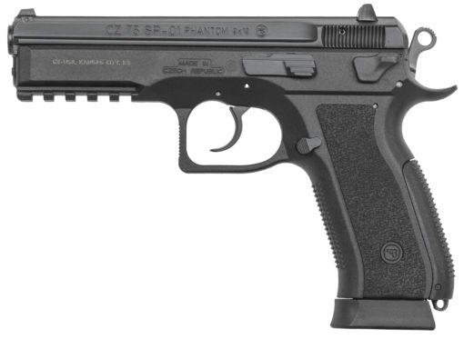 CZ 91258 SP-01 Phantom 9mm Luger Single/Double 4.60" 18+1 Black Interchangeable Backstrap Grip Black Slide
