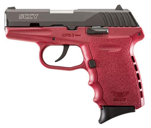 SCCY Industries CPX2CBCR CPX-2 Carbon 9mm Luger 3.10" 10+1 Black Nitride Stainless Steel Slide Crimson Red Polymer Grip No Manual Safety