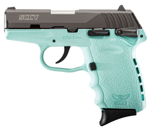 SCCY Industries CPX1CBSB CPX-1 Carbon 9mm Luger 3.10" 10+1 Black Nitride Stainless Steel Slide Robin Egg Blue Polymer Grip