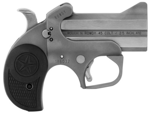 Bond Arms BARW Rowdy  410/45 Colt (LC) Derringer 3" 2 Black Rubber Grip Polished Stainless Steel Frame