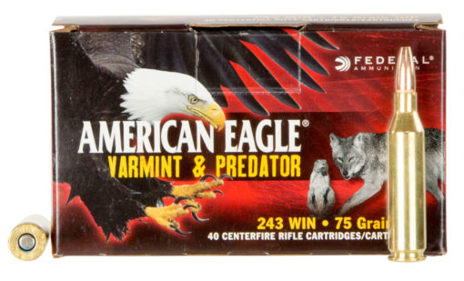 Federal AE24375VP American Eagle Varmint & Predator 243 Win 75 gr Jacketed Hollow Point (JHP) 40 Bx/ 5 Cs