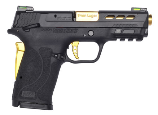 Smith & Wesson 13227 M&P Shield EZ Performance Center 9mm Luger 3.83" 8+1 Matte Black Black Polymer Grip Manual Thumb Safety Gold Titanium Coated Ported Barrel