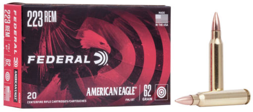 Federal AE223N American Eagle 223 Remington/5.56 NATO 62 GR Full Metal Jacket Boat Tail 500 round case