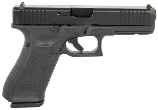 Glock  G17 Gen5 9mm Luger 4.49" 17+1 Black Black nDLC Steel with Front Serrations Black Rough Texture Interchangeable Backstraps Grip Fixed Sights