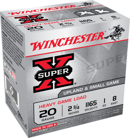 Winchester Ammo XU20H8 Super X Heavy Game Load 20 Gauge 2.75" 1 oz 8 Shot 25 Bx/ 10 Cs