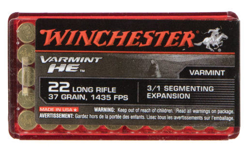 Winchester Ammo S22LRFSP Varmint HE  22 LR 37 gr 3/1 Segmenting Expansion 50 Bx/20 Cs
