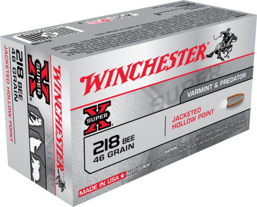 Winchester Ammo X218B Super-X  218 Bee 46 gr Jacketed Hollow Point (JHP) 50 Bx/10 Cs