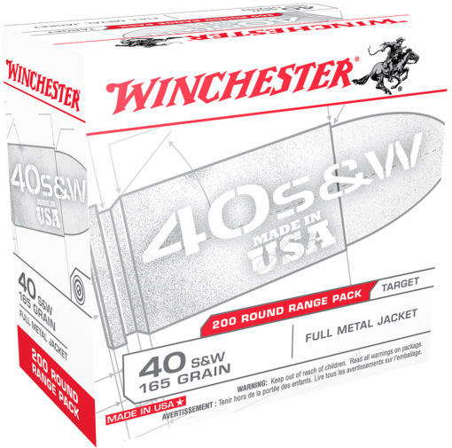 Winchester Ammo USA40W USA  40 S&W 165 gr Full Metal Jacket (FMJ) 200 Bx/3 Cs (Range Pack)