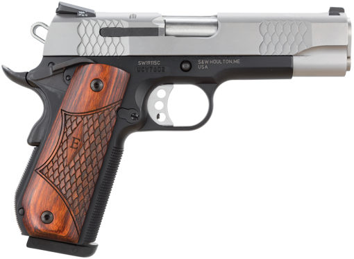 Smith & Wesson 108485 1911 E-Series 45 ACP 4.25" 8+1 Black Satin Stainless Steel Slide Round Butt Laminate Wood Grip