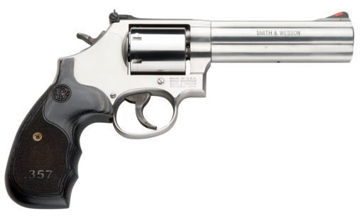 Smith & Wesson 150854 686 Plus 357 Mag 7rd 5" Stainless Steel Black & Silver Custom Wood Grip