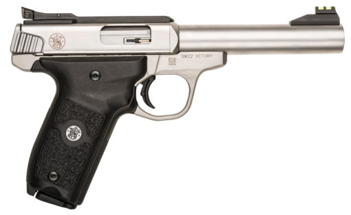 Smith & Wesson 108490 SW22 Victory 22 LR 5.50" 10+1 Satin Stainless Steel Stainless Steel Slide Black Polymer Grip