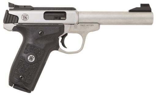 Smith & Wesson 11536 SW22 Victory Target *MA Compliant 22 LR 5.50" 10+1 Stainless Steel Black Polymer with Integrated Target Thumb Rest Grip
