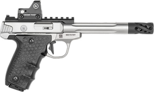Smith & Wesson 12079 Performance Center Victory Target 22 LR 6" MB 10+1 Stainless Steel Tandemkross Black HiveGrip with Integrated Target Thumb Rest Grip Red Dot