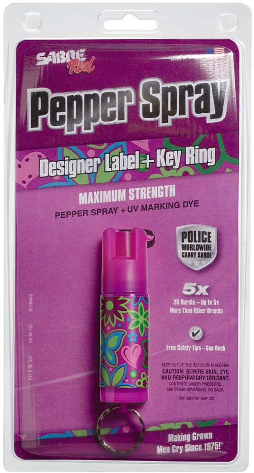 Sabre KRDL100 Designer Key Ring Pepper Spray 25 Bursts .75 oz 10ft Pink