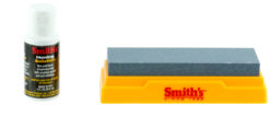 Smiths Products SK2 2 Stone Sharpening Kit 4"/5" Fine Arkansas Stone Sharpener Fine/Medium Handle Yellow