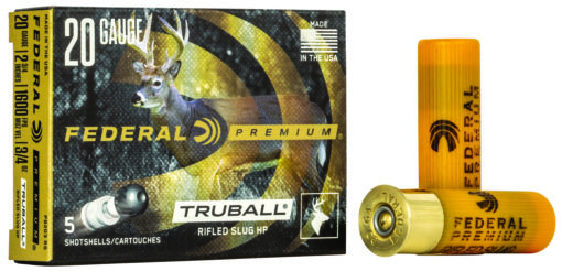 Federal PB203RS Premium Vital-Shok TruBall 20 Gauge 2.75" 3/4 oz Rifled Slug Shot 5 Bx/ 50 Cs